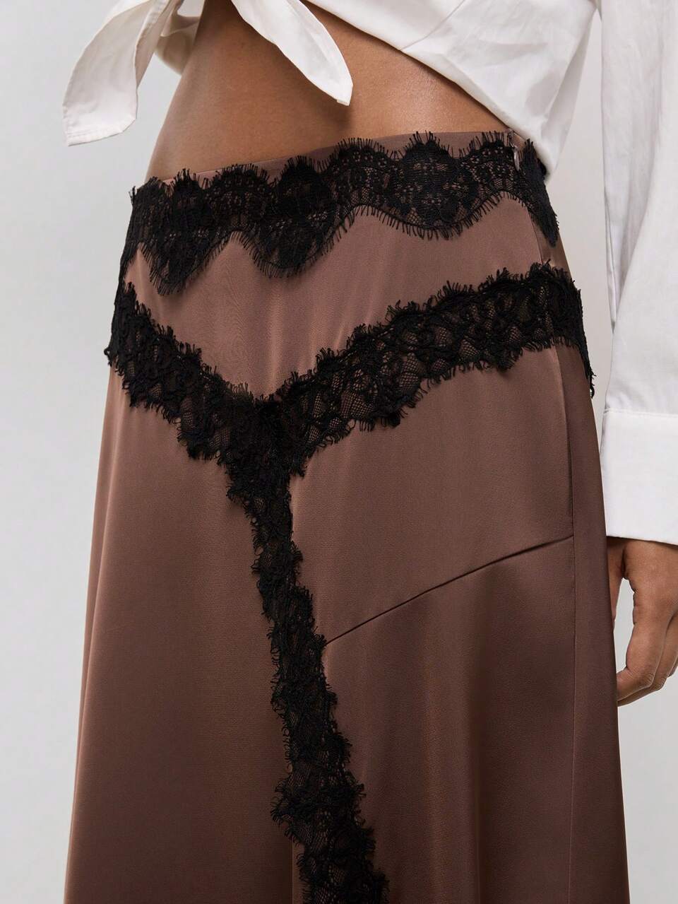 SHEIN Maija Women's Lace Patchwork Asymmetrical Hem Skirt
