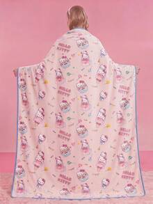 HELLO KITTY AND FRIENDS | Joivida 1件 HELLO AND FRIENDS X Joivida 卡通法蘭絨厚毯，柔軟保暖且防脫落，Y2K可愛睡衣風格，多種尺寸，適合沙發、床鋪、午睡，生日或週年紀念的甜蜜禮物 - 淺粉色 - 查看 2