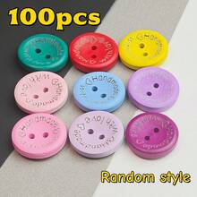 50/100/150/200pcs Mixed Color Round Wooden Buttons 20mm, 2-Hole Wood Buttons, Decorative Buttons For Shirt, Coat And Clothing, In Stock Available - multicolor - View 9