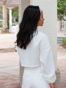 Nelanie Turli Color Block Full Zip Drawstring Hem Sports Jacket, Suitable For Spring And Autumn - White - View 2
