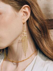 Opalesca Fashion Triangular Fringed Ladies Ear Hanging - Gold - View 3
