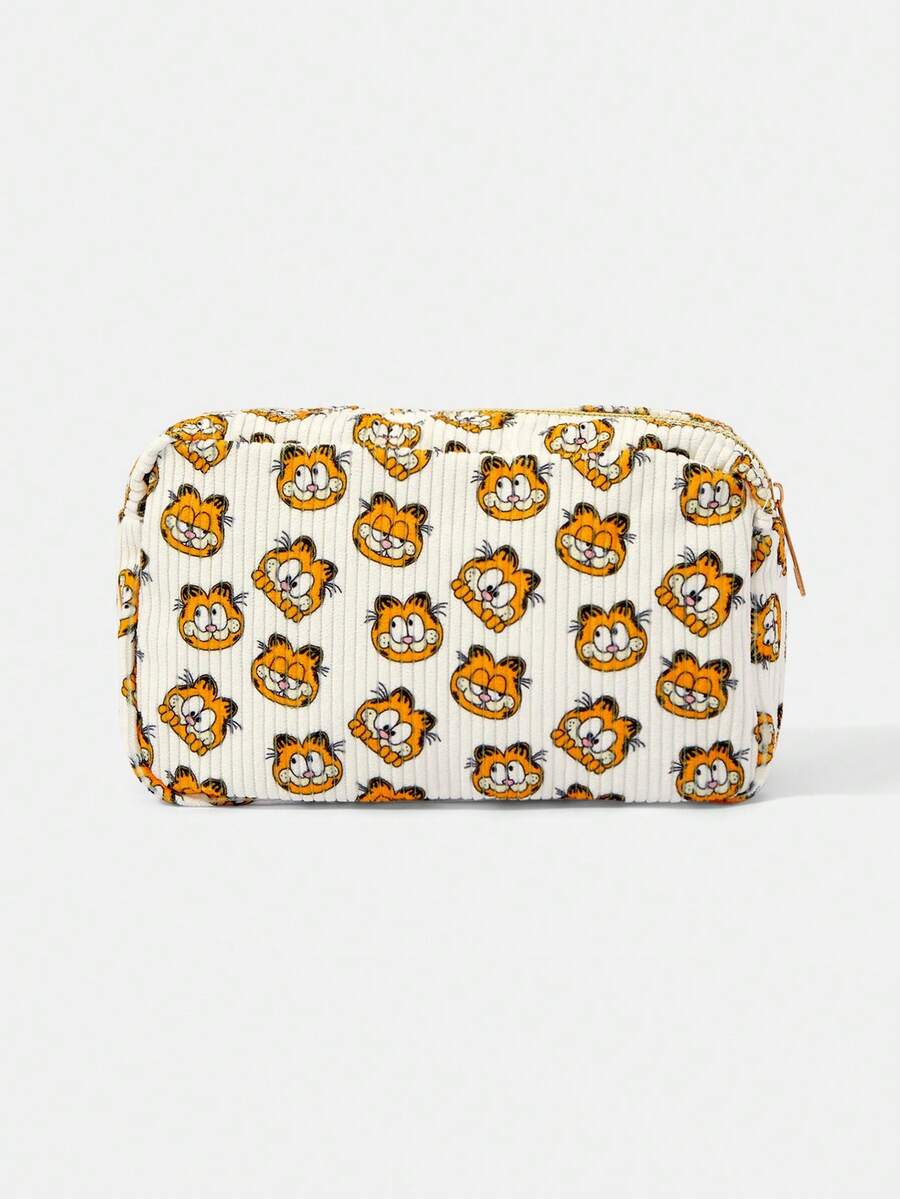 GARFIELD | SHEIN 卡通印花化妝包,便攜拉鍊化妝收納袋,適用旅行與日常使用 - 貓 - 查看 1