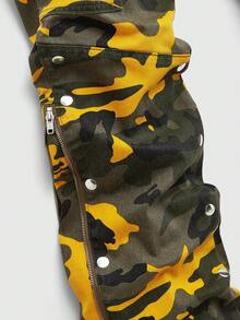 ROMWE MEN Men's Camouflage Layered Flare Jeans - Multicolor - View 2