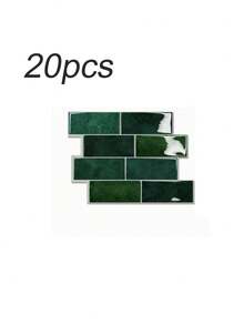 Green Waterproof Brick Texture 3D Wall Panels, Removable Self-Adhesive Wall Tile Stickers, Suitable For Kitchen Backsplash, Bathroom, And Holiday Decor - A13 - View 11