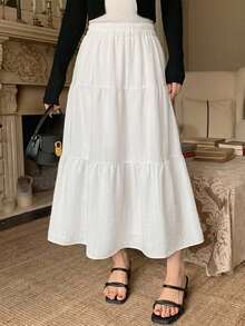 Dazy-Less Falda blanca texturizada para mujer - Blanco - Ver 4