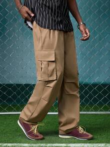 EVRINFINITE Men's Outdoor Casual Versatile Cargo Straight Leg Pants, Multi-Pocket Design, American Retro Fashion Workwear Trousers - Khaki - View 6