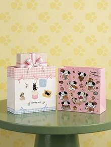 Joivida Cute Cartoon Animal Portable Gift Paper Tote Bags, Lovely Rabbit Bear Cat Print Handheld Packaging Bag With Colorful Confetti Dot, Enjoy Life Letter Print Storage Bag For Birthday Party Favors, Wedding, Graduation, Holiday Gift Wrap - View 5