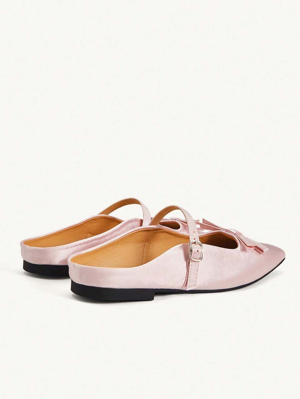 CUCCOO CHICEST Pink Ribbon Bow Square Mary Jane Shoes Women's Adjustable Buckle Flat Heeless Loafers Fall Shoes