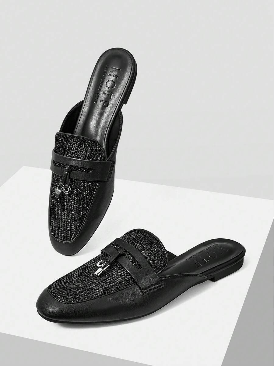 MOTF PREMIUM WOMEN'S SQUARE TOE CASUAL FLAT SHOES - Pure black - View 2