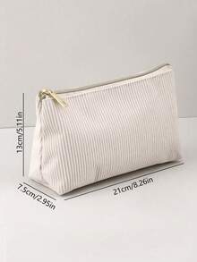 A Large-Capacity, Multi-Functional Pencil Case Made Of Plush Fabric With A Diamond Pattern And Solid Color Design. Suitable For Students And Offices, A Popular Stationery Accessory For The Back-To-School Season. - apricot - View 7