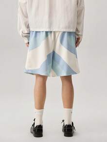 Loose Fit Men's Color Block Print Sports Shorts, Suitable For Summer Wear - Multicolor - View 3
