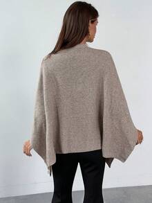 Firerie Women's Autumn/Winter New Shawl Cape Sweater, Khaki Color, Loose Fit, Versatile, Elegant, Suitable For Commuting, Daily Wear, Casual, Outings, Warm Home Wear - Khaki - View 2