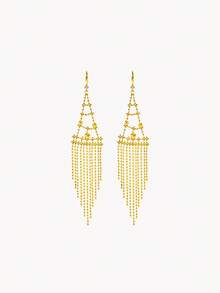 Opalesca Fashion Triangular Fringed Ladies Ear Hanging - Gold - View 2