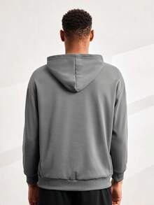 Driftmere Men's Fashionable Solid Color Hoodie - Dark Grey - View 2