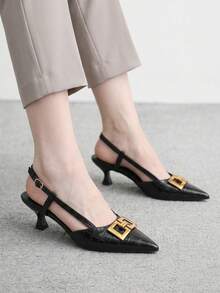 CUCCOO BIZCHIC 女款時尚精緻高跟鞋，適合通勤後穿著 - 靜夜黑色 - 查看 1