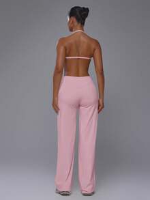 Musera Sport Active Scoop Sports Bra With High Rise Loose Fit Trousers Sold As Set - Pink - View 4