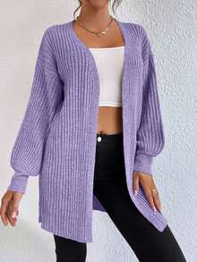 EURMUSE Casual Versatile Solid Color Dropped Shoulder Loose Cardigan,Cardigans For Women,Long Cardigans Woman,Petite Cardigans,Cardigans - Lilac Purple - View 4