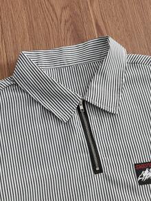 SWAVVY Men's Striped  Casual Daily Short Sleeve Polo Shirt - Black - View 4