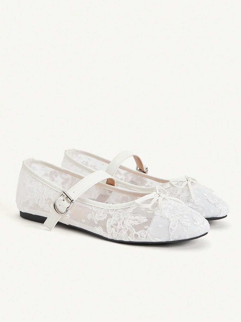 CUCCOO CHICEST Four Seasons New French Lace Embroidered Mary Jane Shoes Low Vamp Bow Flat Ballet Shoes Gentle Style Breathable Mesh Shoes Daily Party