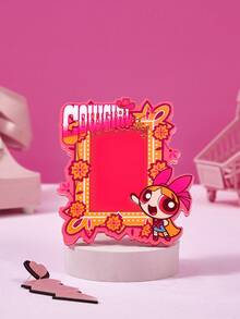 THE POWERPUFF GIRLS X Joivida 1件裝卡通圖案壓克力磁吸相框展示架，適用3英吋迷你照片，直立式設計，紫色與粉色兩款可愛邊框可選，簡約創意，適合派對、生日、節日禮物，不含磁鐵 - 均碼 - 查看 3