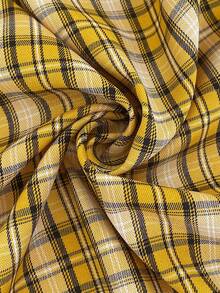 DREXORIN Men's Street Fashion Plaid Single-Breasted Long Sleeve Shirt - Yellow - View 6