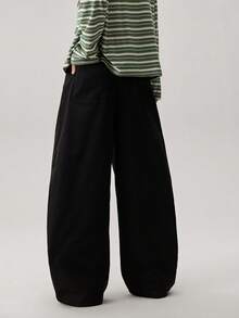 Vaulklash Men's Woven Fashionable Casual Loose Solid Color Pants, Fall - Black - View 3