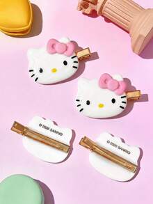 HELLO KITTY AND FRIENDS | Joivida 2入組粉色蝴蝶結貓頭樹脂髮夾，鋅合金鱷魚夾，女性側瀏海夾，甜美少女風髮飾髮夾，適合日常佩戴、派對、旅行、辦公室，可愛的生日或週年紀念禮物 - 粉色 - 查看 4