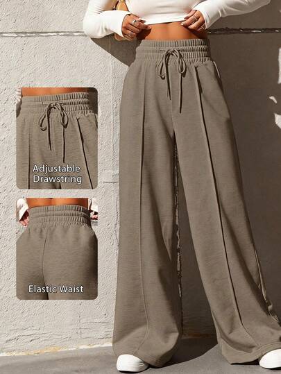 SHEIN Tall CURVE Plus Size Women's Fashion Casual Loose Straight Leg Pants Fall