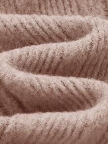 Cozy Pixies مجموعة من قطعتين للبنات الصغيرات، تي شيرت بأكتاف منسدلة ونقشة "ابتسامة" محبوكة مضلعة وسروال ضيق، مجموعة مضلعة للبنات، مجموعة خريفية للبنات، مجموعة مريحة للبنات، مجموعة رياضية للبنات - لون مشمشي - مشاهدة 5