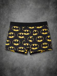BATMAN X SHEIN Women's Cartoon Print Elastic Waist Boyshort Panties - Black - View 1