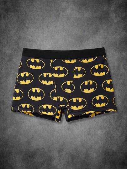 BATMAN X SHEIN Women's Cartoon Print Elastic Waist Boyshort Panties