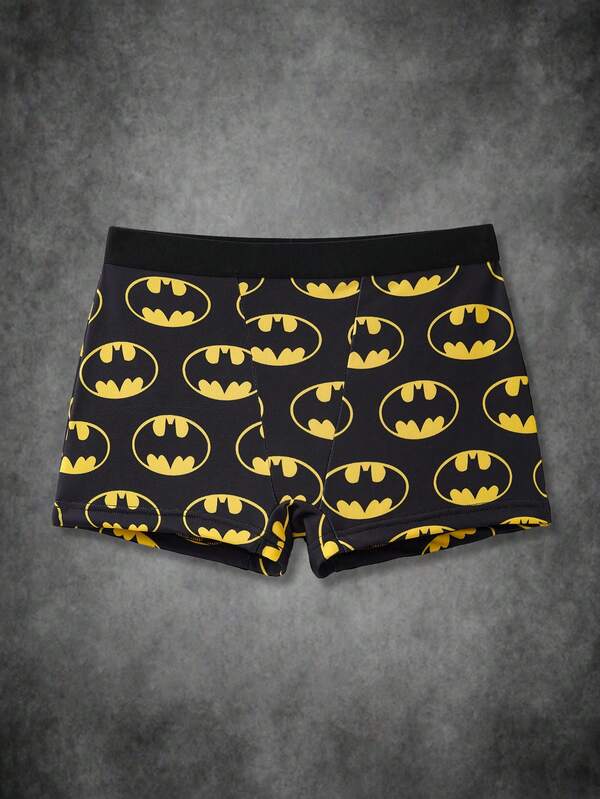 BATMAN X SHEIN سروال داخلي قصير مطبوع برسوم كرتونية مع خصر مطاطي للنساء