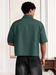 SWAVVY Men's Letter & Number Print Casual Versatile Daily Wear Shirt - Dark Green - View 5