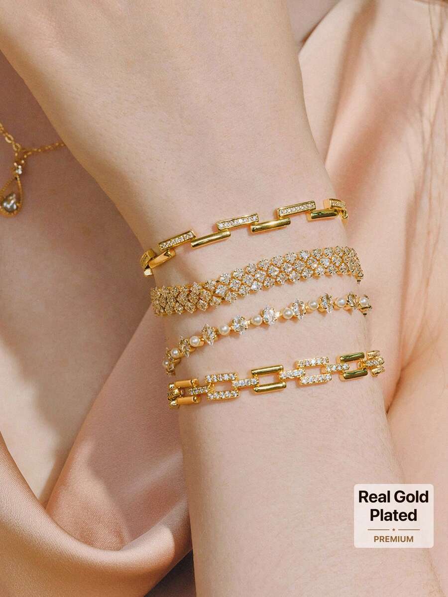 Opalesca Fashion Light Luxury Bracelet - Yellow Gold - View 1