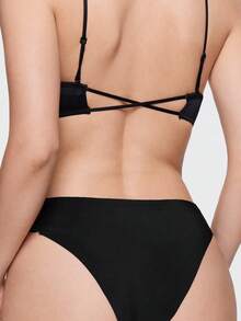 Bonmuse European And American Sexy Ice Silk Lace Patchwork Solid Color Women's Triangle Panties - Black - View 2