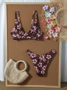 Swim Mod Spring/Summer New Cream Yellow Twist Knot Two Pieces Bikini Set Sweet Girl Beach Casual Vacation Swimsuit - Multicolor - View 2