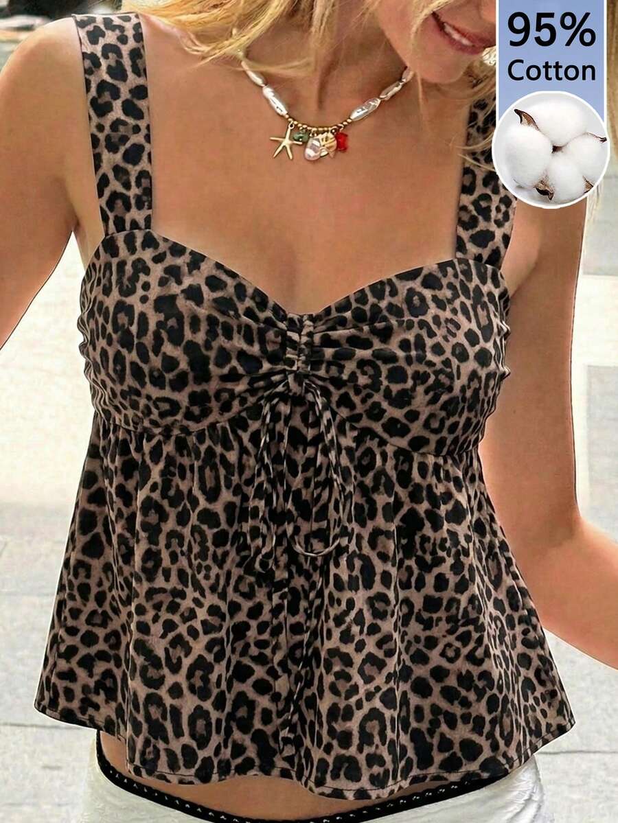 CovetEZ 95%棉全豹紋女款背心,性感,適合春夏穿著 - 彩色 - 查看 1