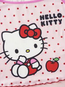 HELLO KITTY AND FRIENDS | SHEIN Celana Pendek Cami Motif Polkadot Kartun untuk Anak Perempuan Remaja - Berwarna merah muda - View 4