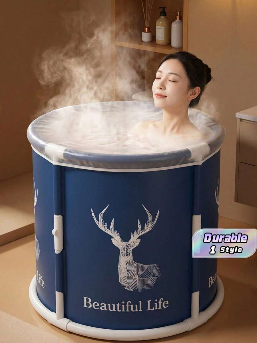 1Pc Portable Foldable Adult Bathtub, Hot And Cold Bath, Suitable For Both Indoor And Outdoor, Free-Standing Insulated Bathtub, Shower Bathtub, Bathroom Accessories, Bathroom Tools - Multicolor - View 1