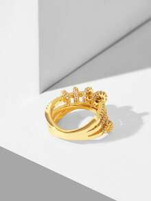 MOTF PREMIUM Anillo pequeño simple con microengaste y diseño kink, chapado en oro - Dorado - Ver 8