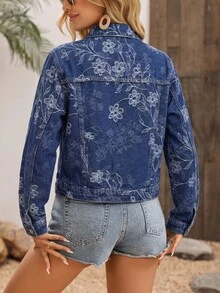 EMERY ROSE Chaqueta casual de mujer con efecto lavado y jacquard - Azul - Ver 2