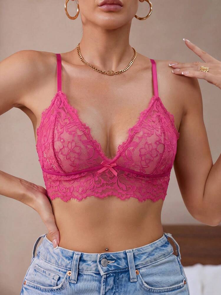 Seduluxe Damers Gentle Fashion 3D rosettdekor spetsunderkläder - Skrikrosa - Visa 1