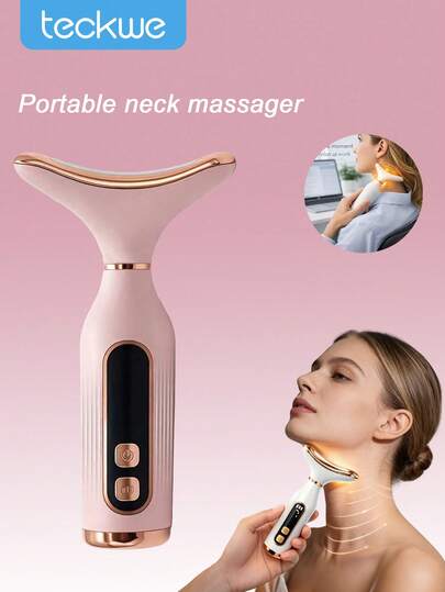 Teckwe Dispositivo de Beleza Elétrico com 7 Modos - Ecrã Digital LED, Relaxamento e Cuidados Eficazes para o Rosto, Adequado para Rosto, Pescoço e Papada, para Casa e Salão de Beleza, Ferramenta de Escultura Facial com Carregamento USB, Bateria Recarregável de 500mAh