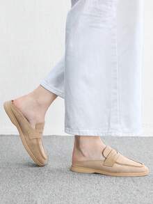 CUCCOO BIZCHIC Fashion Versatile Dating Workplace Elegant Casual Simple Comfortable Back Empty Portable Women's Flat Shoes Fall Shoes - It's apricot. - View 4