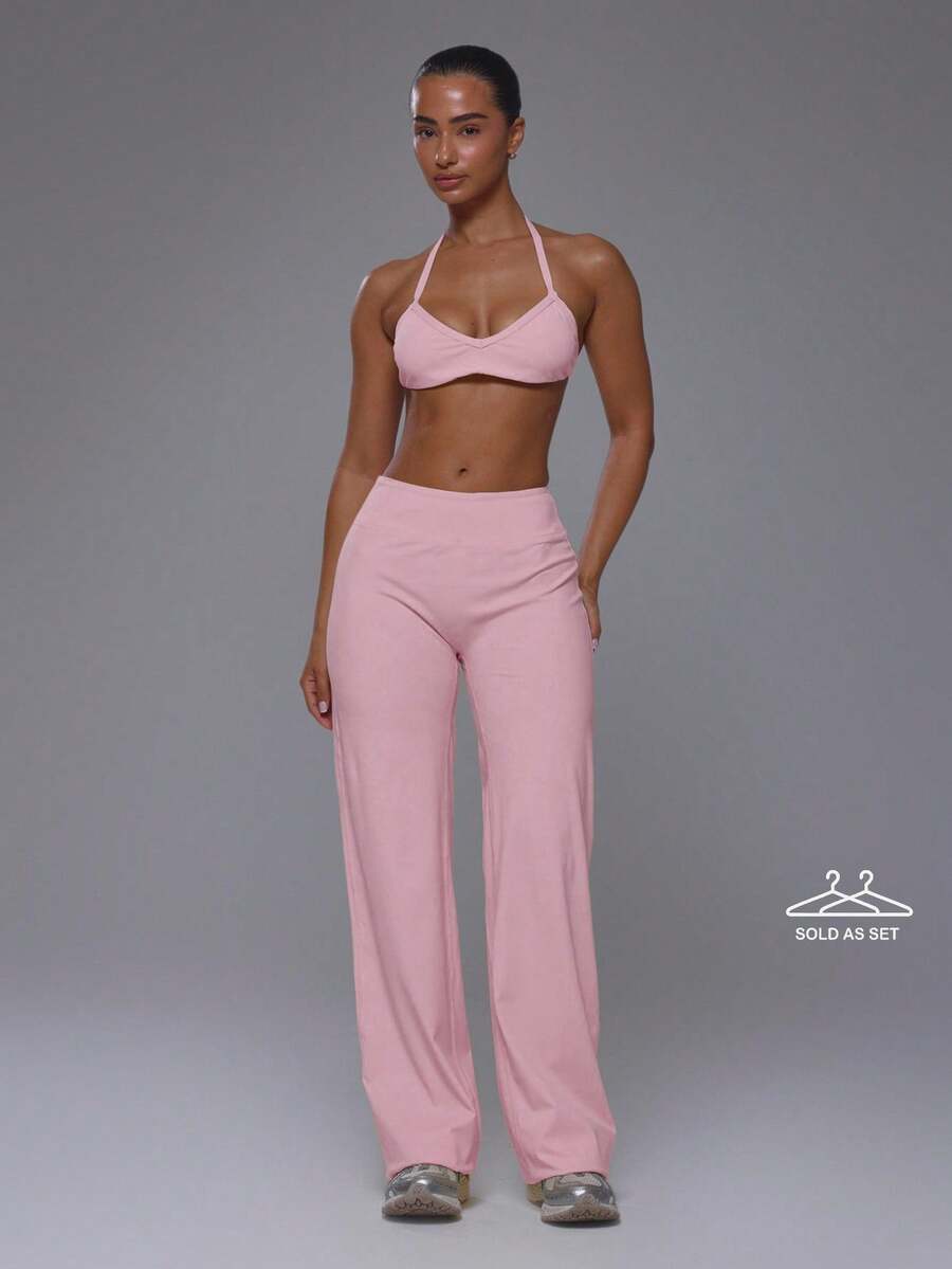 Musera Sport Active Scoop Sports Bra With High Rise Loose Fit Trousers Sold As Set - Pink - View 1