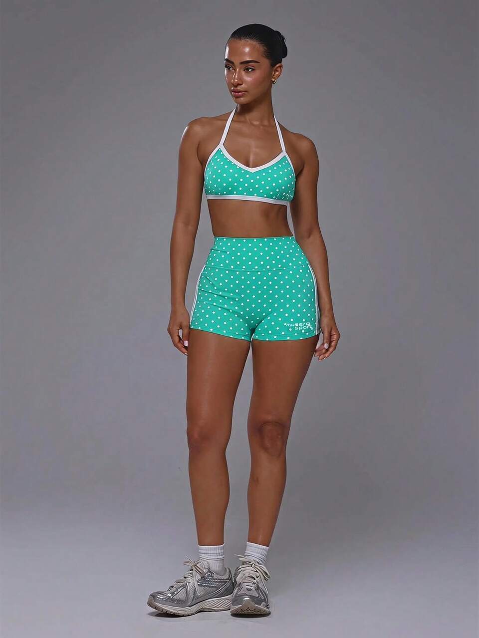 Polka Dot High Waist Stripe Side Soft Touch Active Mini Shorts Coord Bottoms Only Sport Workout Gym Cute Pilates Fitness Daily