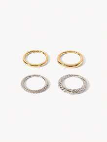 Opalesca Gold And Silver Color Matching Multi-Layer Stacked Twist Ring - Multicolor - View 2