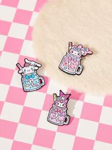 HELLO KITTY AND FRIENDS | SHEIN 3 Buah Bros Enamel Lembut Bergambar Kartun - MultiWarna - View 7