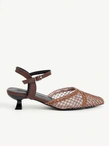 CUCCOO CHICEST Woven Mesh Rear Empty Sandals Women - dark brown - View 3