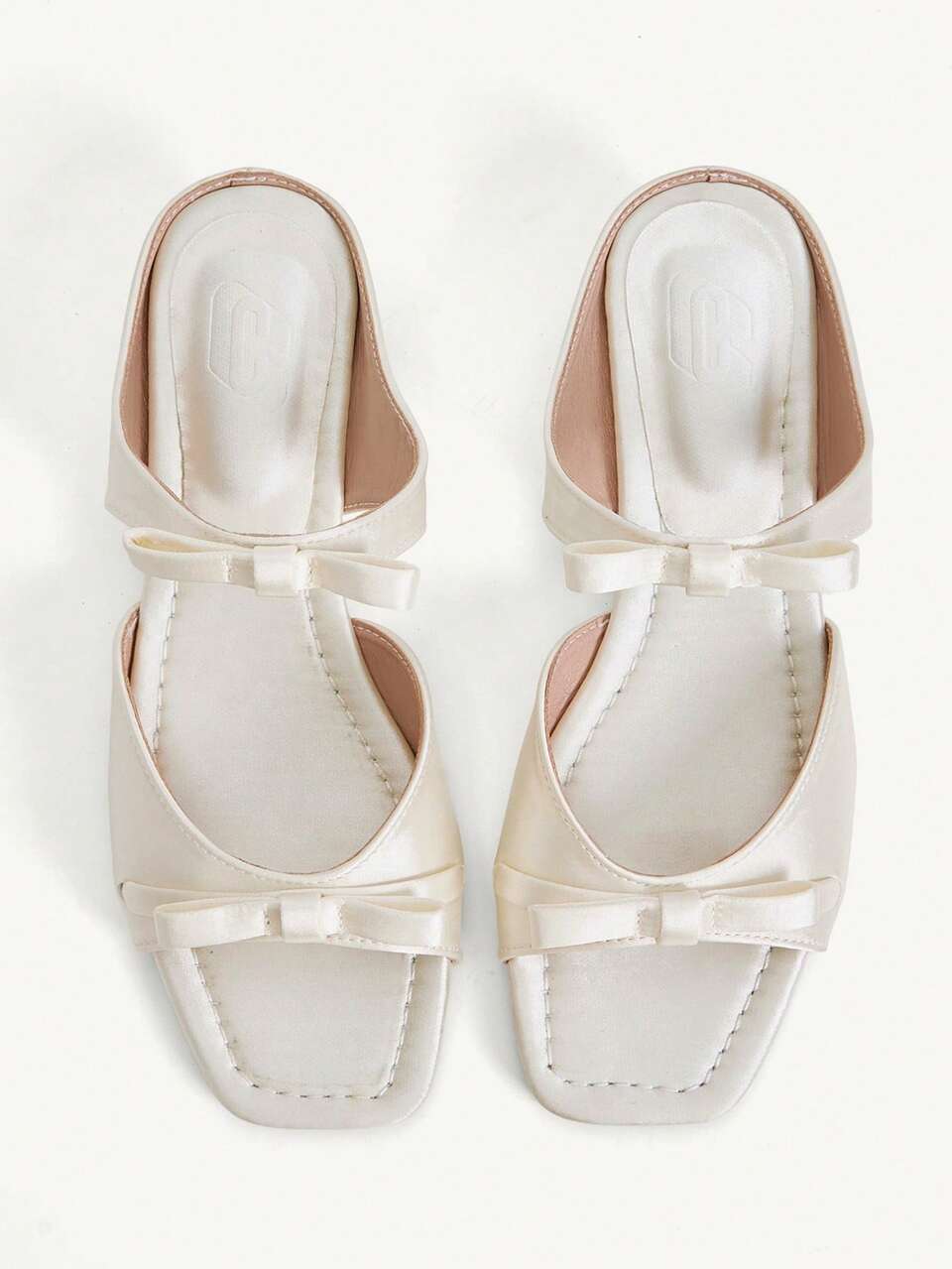CUCCOO CHICEST Women's Fashion Apricot Sardine Bow Square Toe Slope Heel Slippers